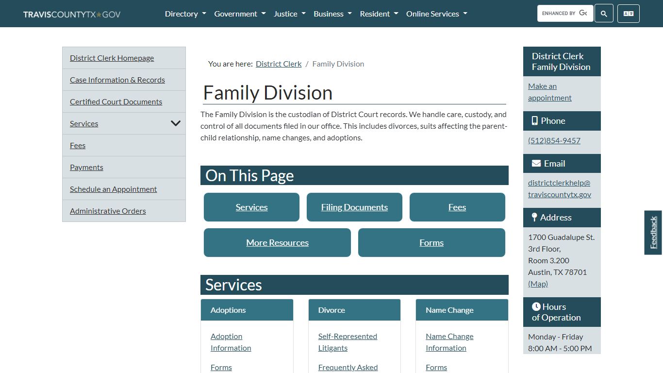 Family Division - Travis County, Texas